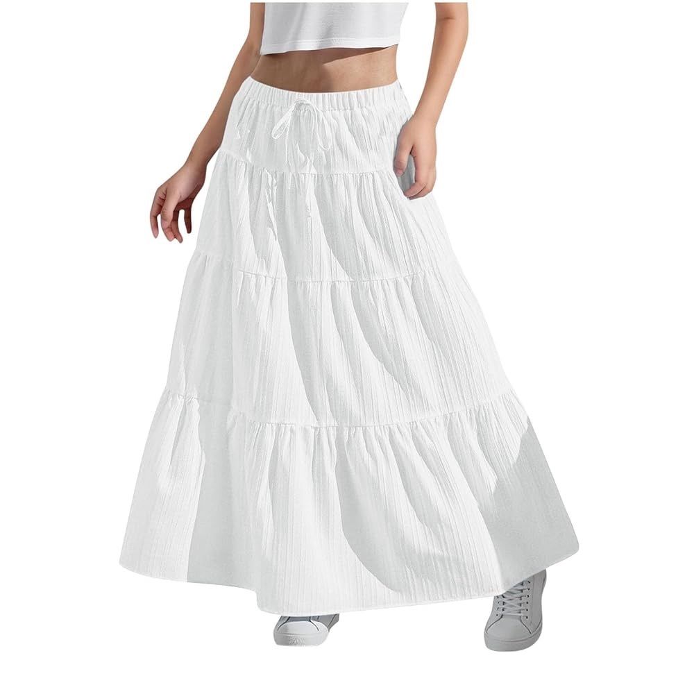 Amazon- White Tiered Maxi Skirt Size‎ M